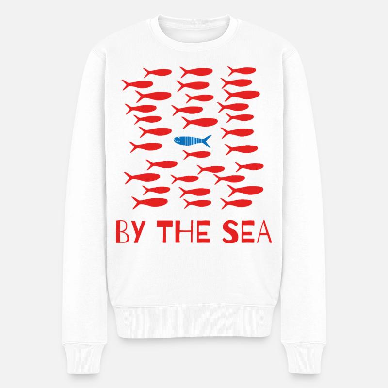 Sardinenschwärme - Männer Premium Bio Pullover - Weiß