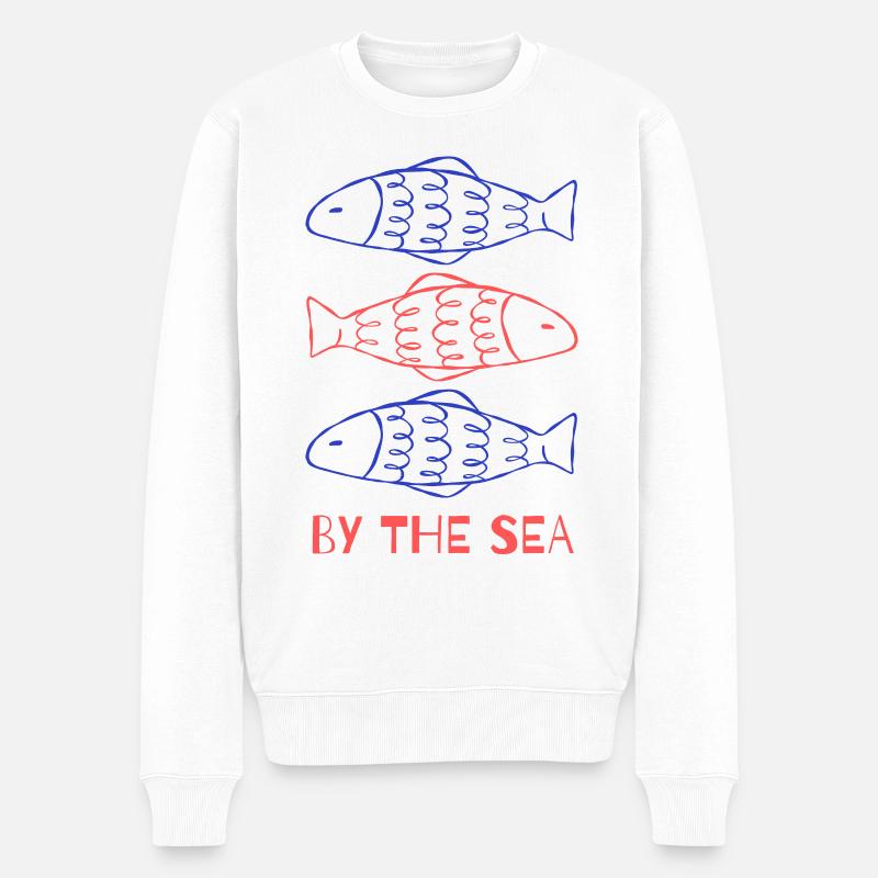 Sardinen am Meer - Männer Premium Bio Pullover - Weiß