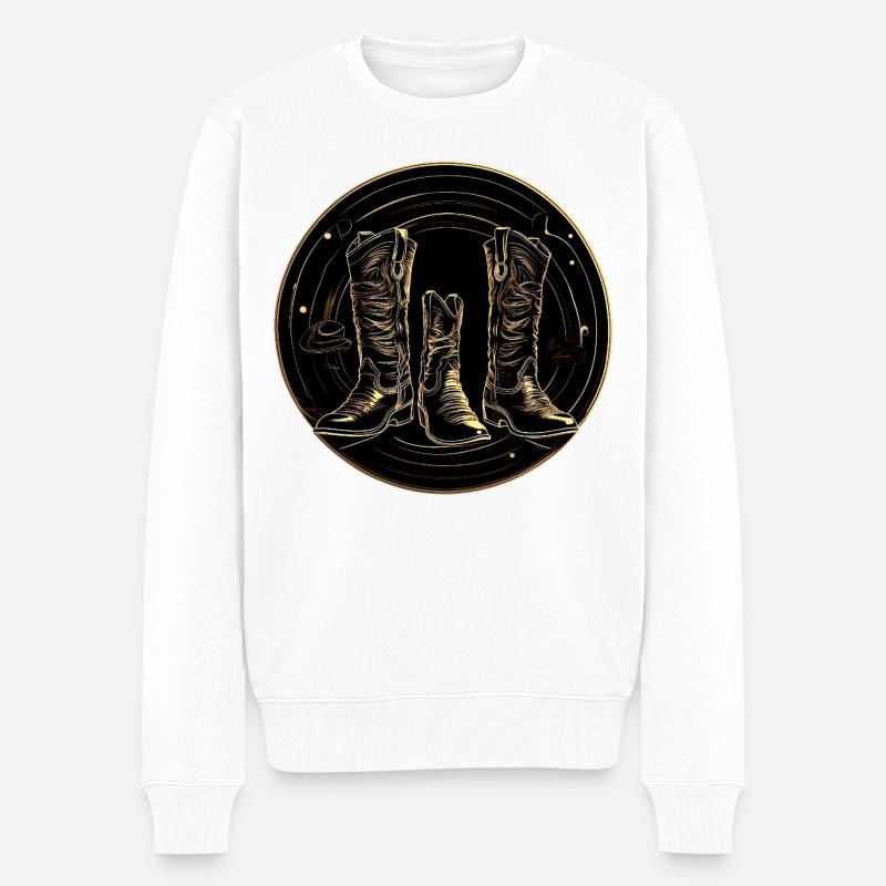 Bottes dorées en cercle - Pull Premium bio Homme - blanc