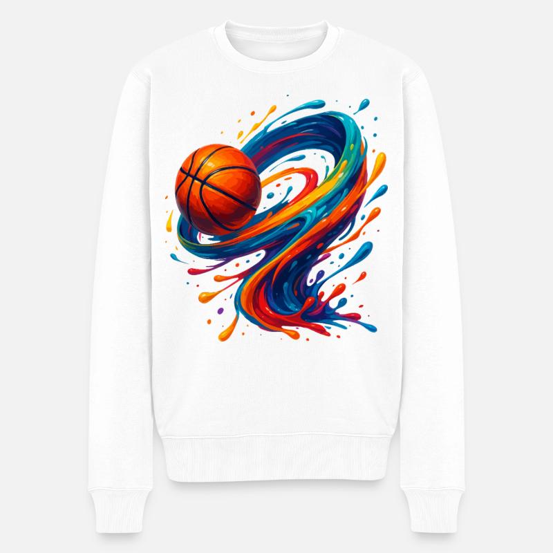Éclaboussure de basket-ball Vibrant Orbit - Pull Premium bio Homme - blanc