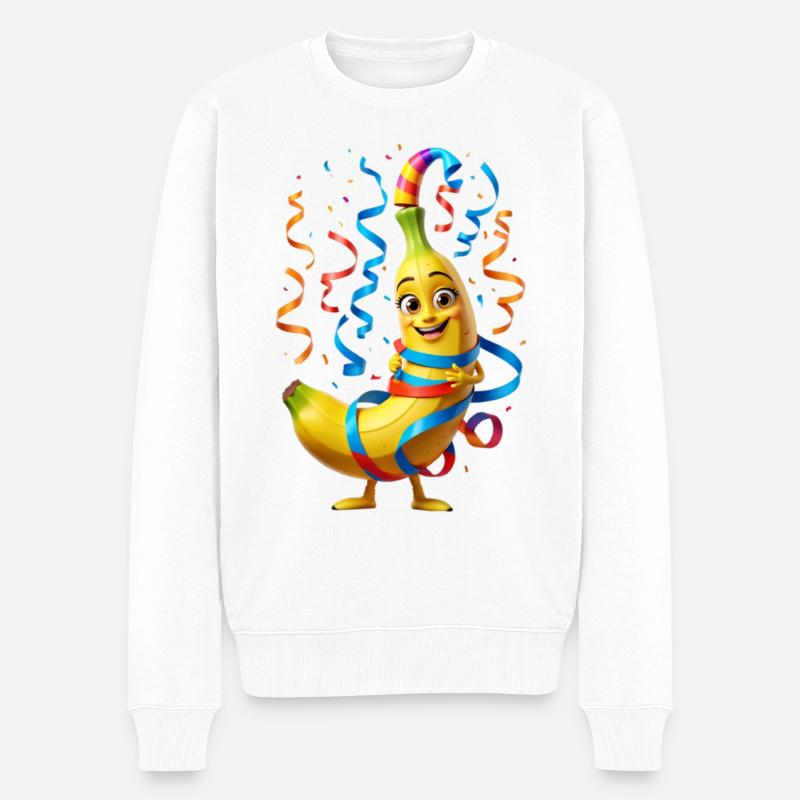 Bananenfeier: Party-Maskottchen Cartoon - Männer Premium Bio Pullover - Weiß