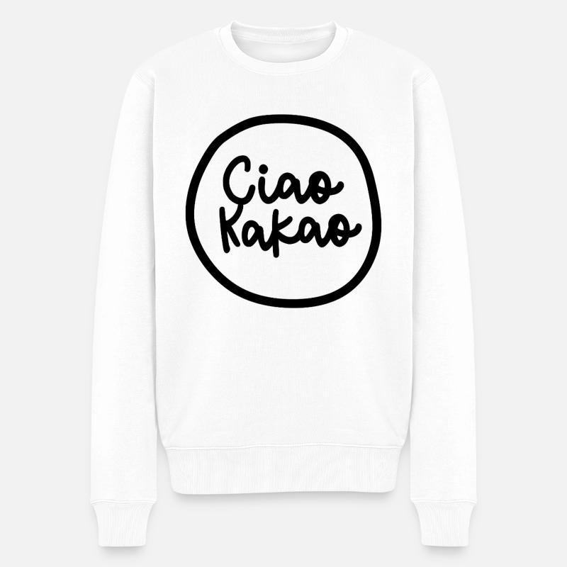 "Ciao Kakao" - Männer Premium Bio Pullover - Weiß