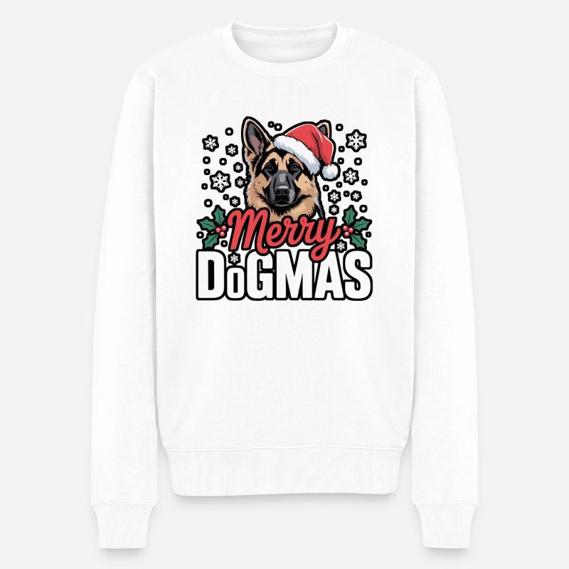 Merry Dogmas Weihnachtsdogge - Männer Premium Bio Pullover - Weiß
