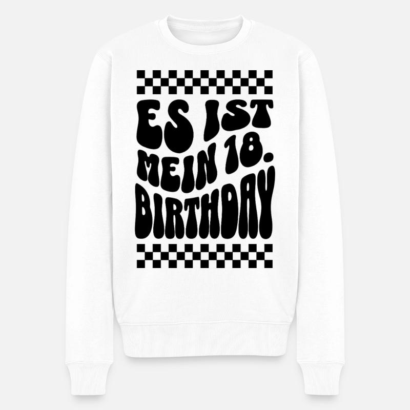 Design rétro C’est mon 18e anniversaire - Pull Premium bio Homme - blanc