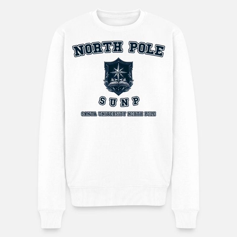 North Pole Universit - Männer Premium Bio Pullover - Weiß