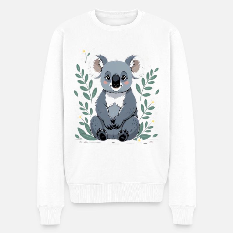 Kleiner Koala im Blätterrahmen - Männer Premium Bio Pullover - Weiß