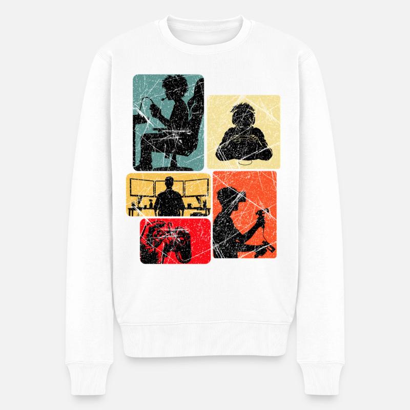 Gamer Gaming zocken - Männer Premium Bio Pullover - Weiß