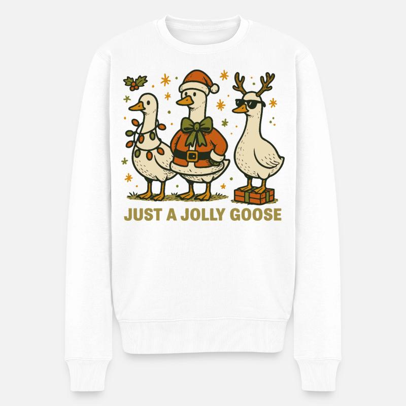 Noël juste une oie joyeuse drôle - Pull Premium bio Homme - blanc