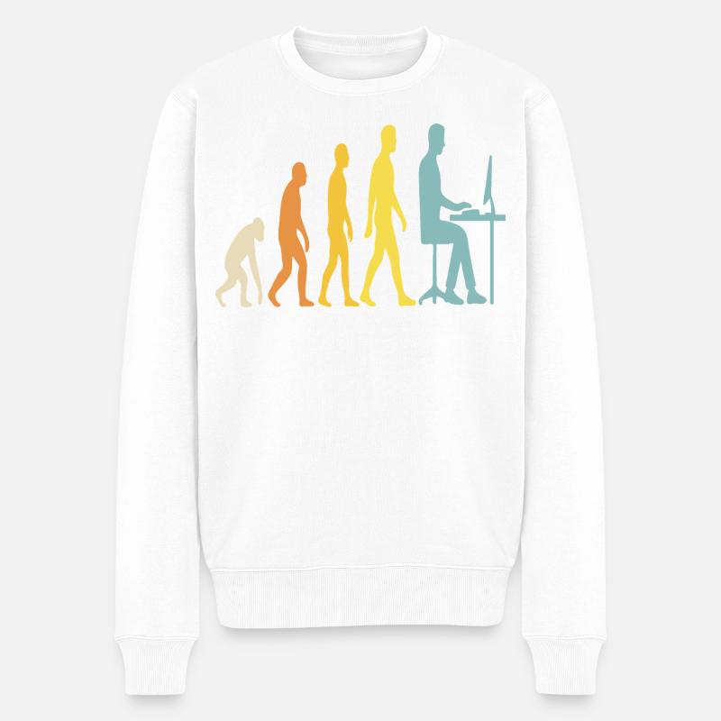 L’évolution de la technologie au bureau - Pull Premium bio Homme - blanc
