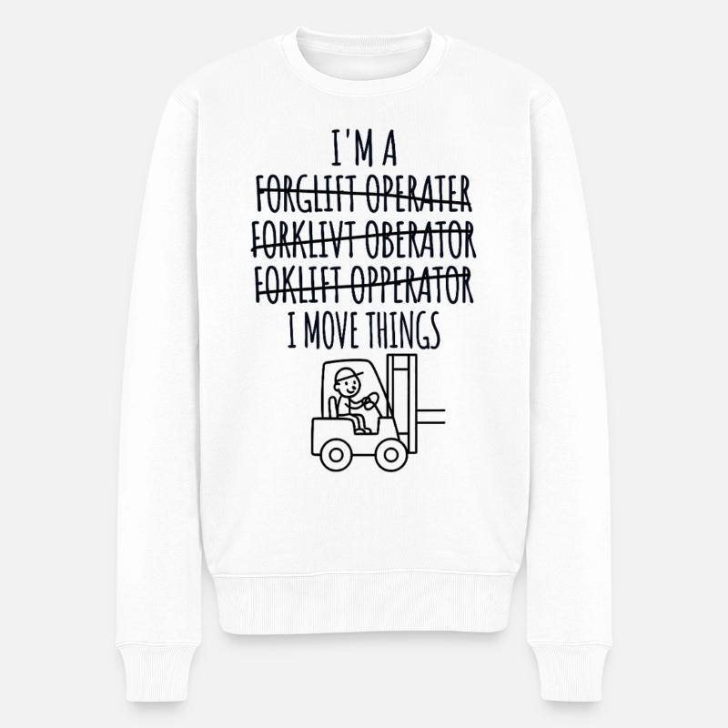 Staplerfahrer Gabelstaplerfahrer, Stapler Lagerist - Männer Premium Bio Pullover - Weiß