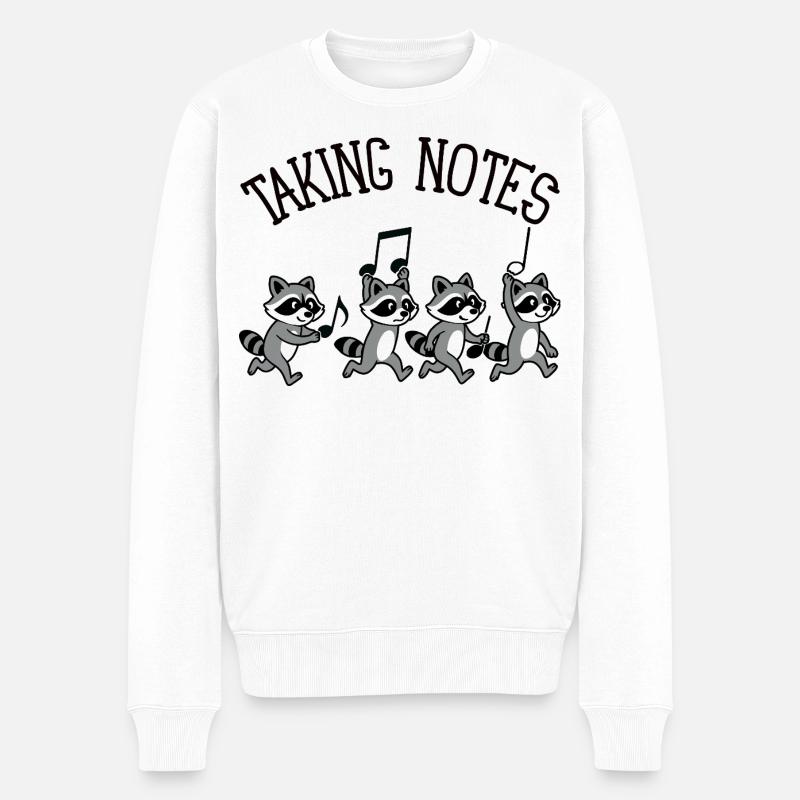 Waschbär Musiknoten Musik - Männer Premium Bio Pullover - Weiß