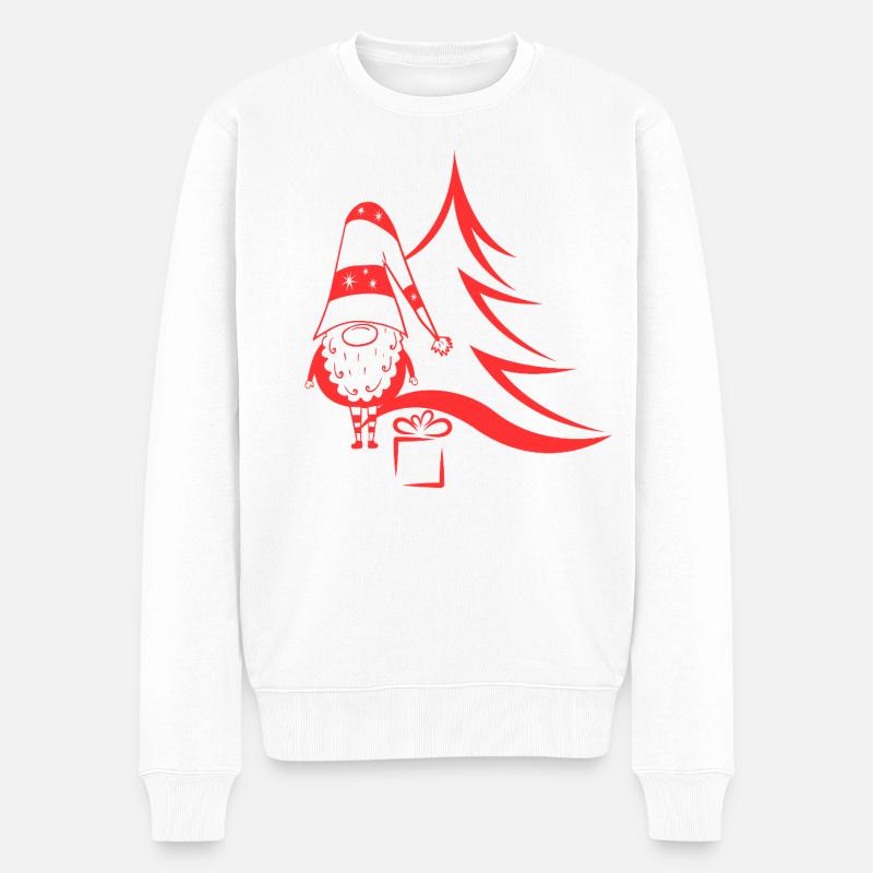 Weihnachtswichtel rot - Männer Premium Bio Pullover - Weiß