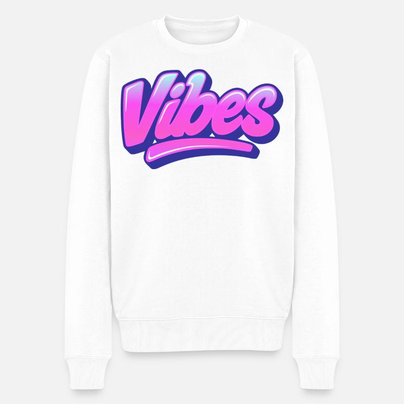 Vibes Schriftzug  - Männer Premium Bio Pullover - Weiß