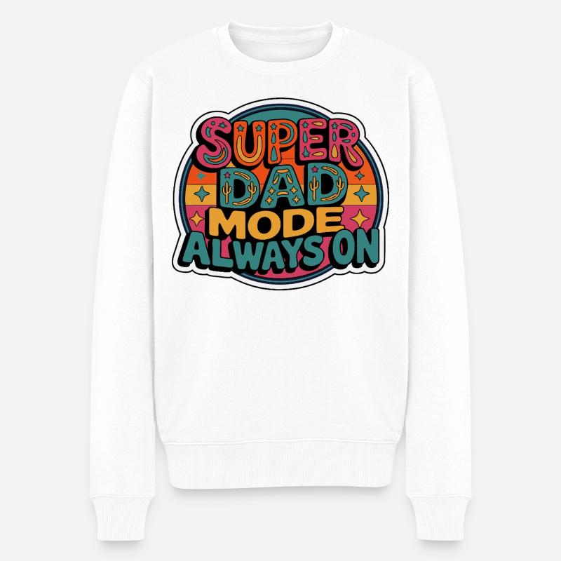 Super Dad Modus Immer An - Männer Premium Bio Pullover - Weiß