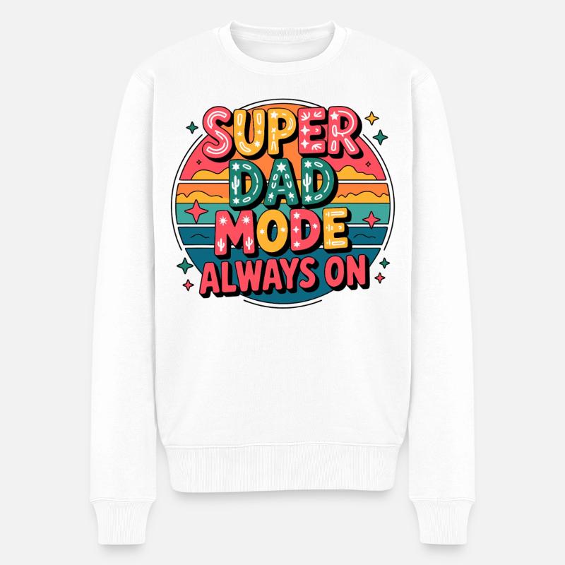 Super Dad Modus Immer Aktiv - Männer Premium Bio Pullover - Weiß