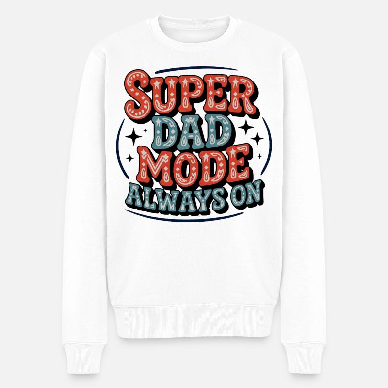 Super Dad Mode Immer Aktiv - Männer Premium Bio Pullover - Weiß