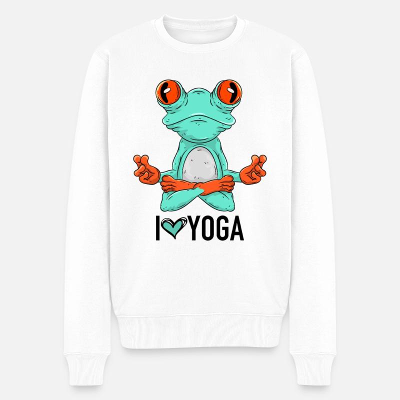 Ich liebe Yoga - Männer Premium Bio Pullover - Weiß