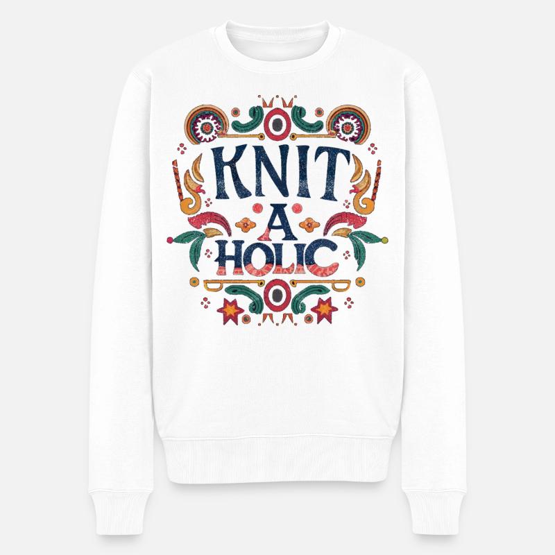 Knit-aholic - Männer Premium Bio Pullover - Weiß