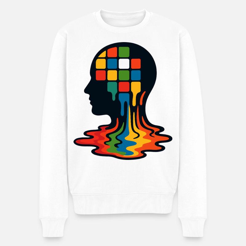 Mosaik-Geist-Kernschmelze - Männer Premium Bio Pullover - Weiß