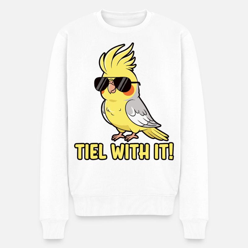 Calopsitte Perruche Humour Oiseau - Pull Premium bio Homme - blanc