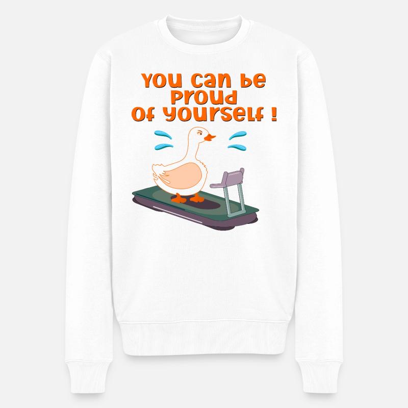 MOTIVATION BEIM GÄNSELAUFEN - Männer Premium Bio Pullover - Weiß