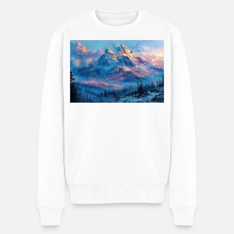 Illustration einer Gebirgslandschaft - Männer Premium Bio Pullover - Weiß