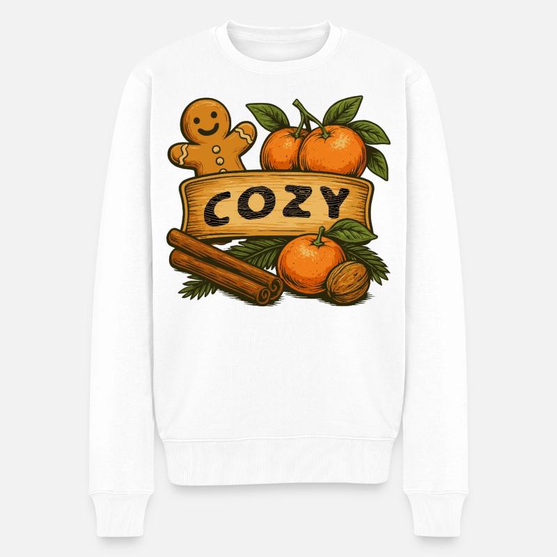 Cozy Winter Design - Männer Premium Bio Pullover - Weiß
