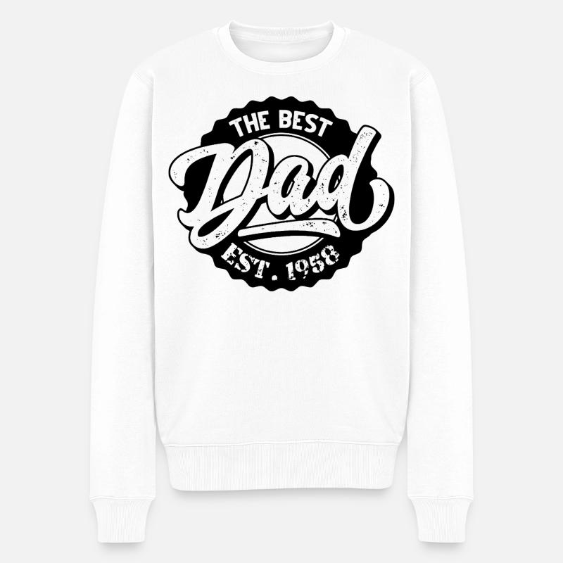 The Best Dad EST 1958 - Männer Premium Bio Pullover - Weiß