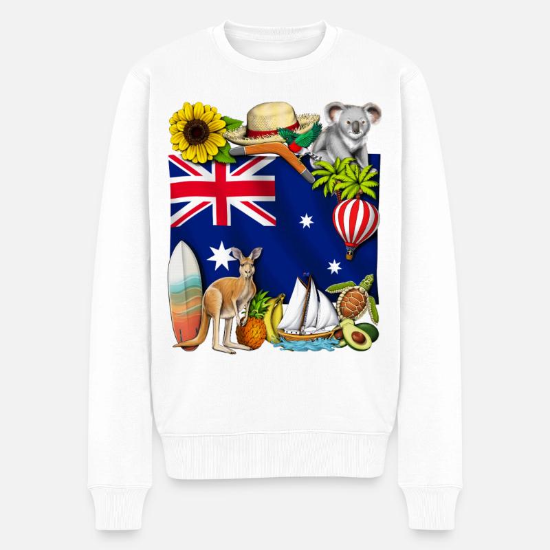 Australien - Männer Premium Bio Pullover - Weiß