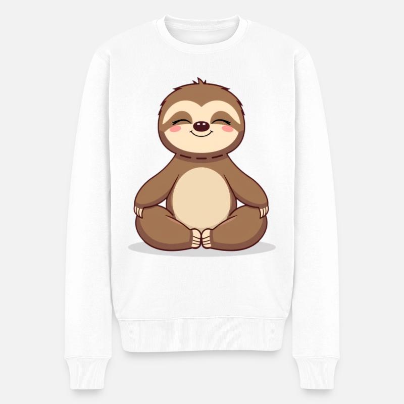 Meditierendes Faultier Zen-Stil - Männer Premium Bio Pullover - Weiß