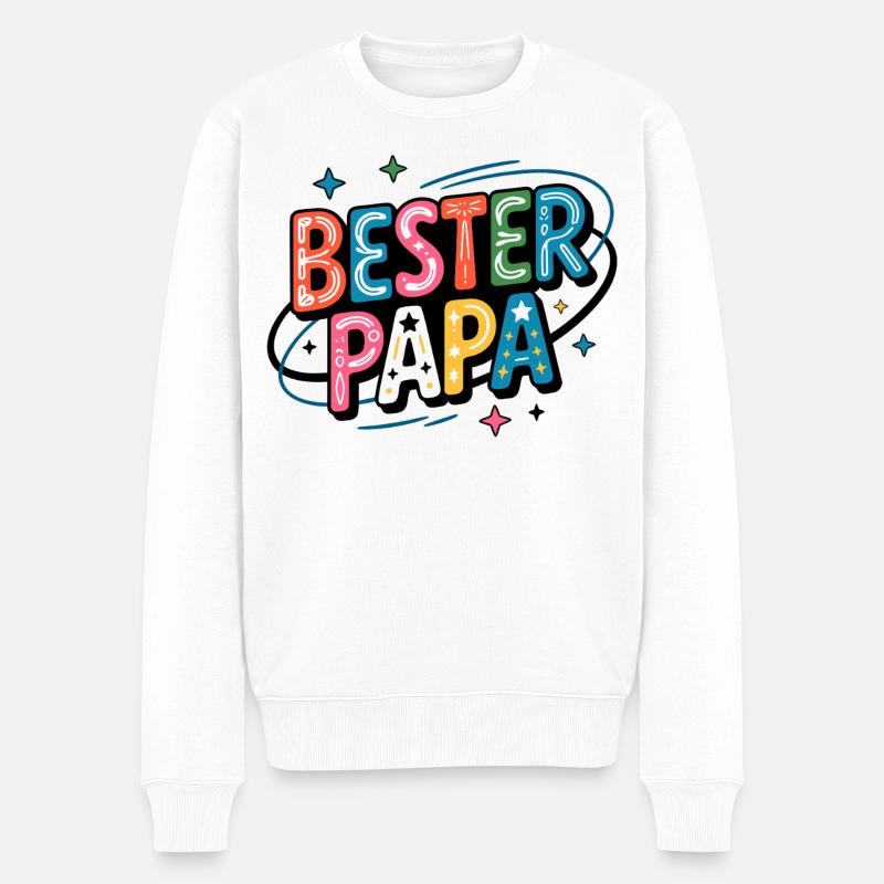 Bester Papa – Bunt und Verspielt - Männer Premium Bio Pullover - Weiß