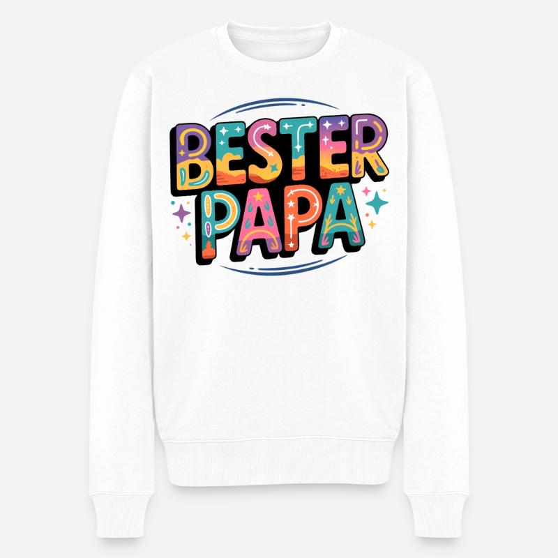 Bester Papa - Männer Premium Bio Pullover - Weiß