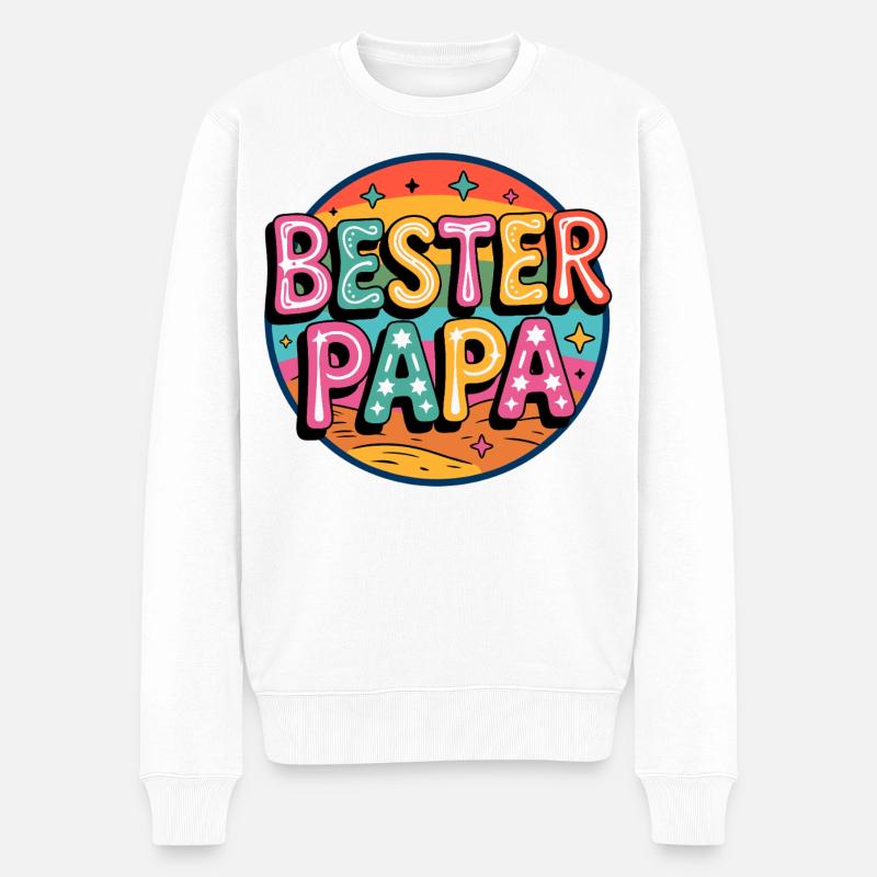 Bester Papa Retro - Männer Premium Bio Pullover - Weiß