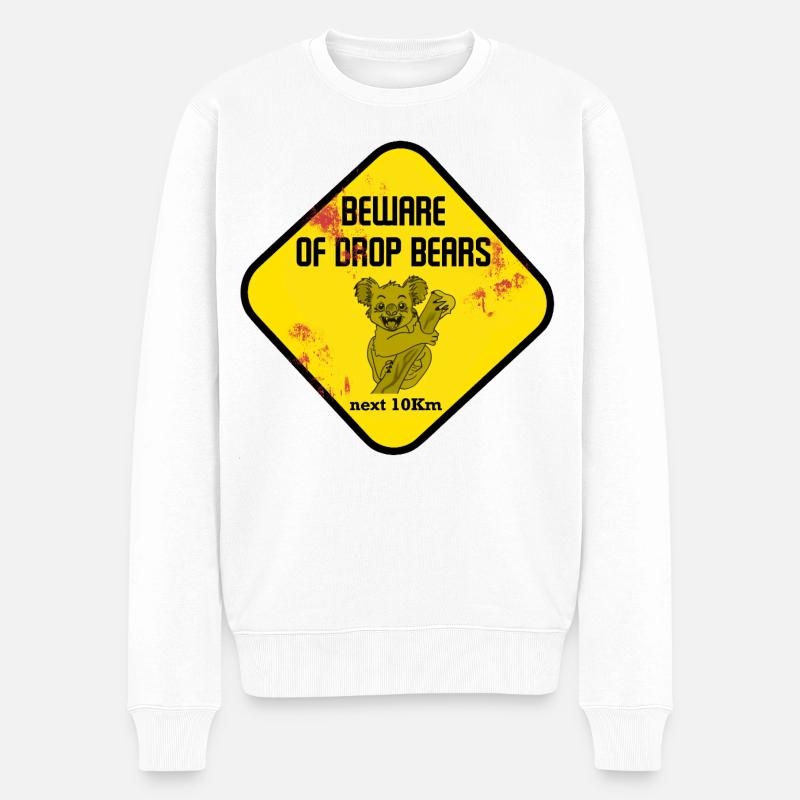 Warnschild Drop Bears - Männer Premium Bio Pullover - Weiß