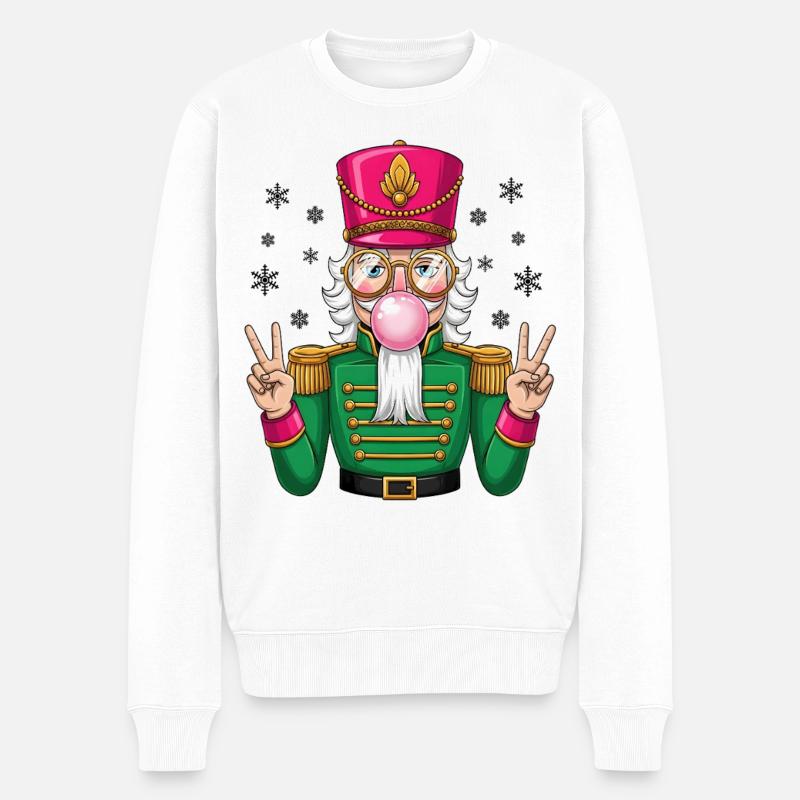 Nussknacker Kaugummi - Männer Premium Bio Pullover - Weiß