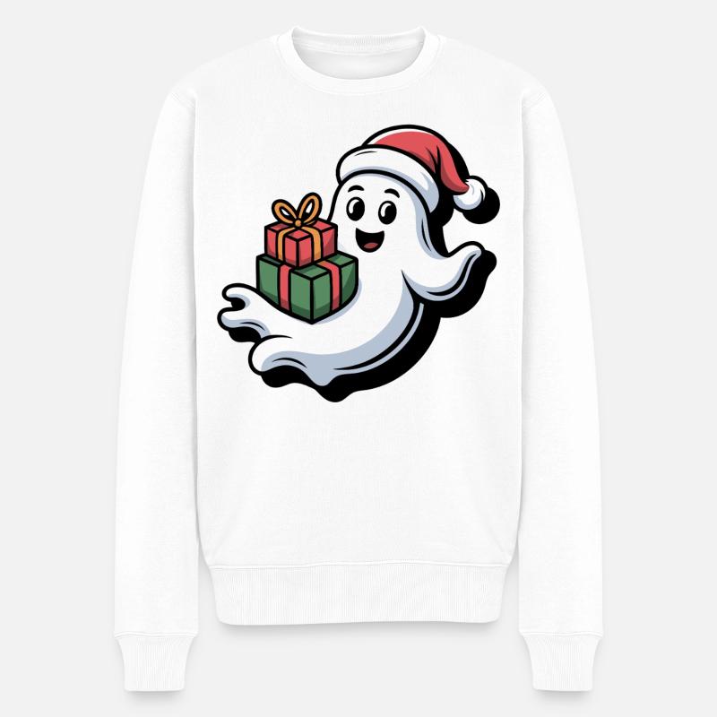 Weihnachtsgeist mit Geschenken - Pull Premium bio Homme - blanc