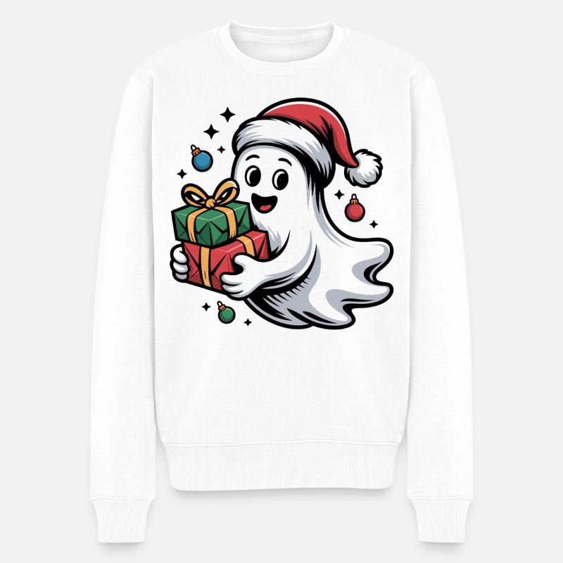 Weihnachtsgeist mit Geschenken - Männer Premium Bio Pullover - Weiß