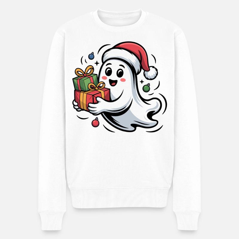 Weihnachtsgeist mit Geschenken - Männer Premium Bio Pullover - Weiß