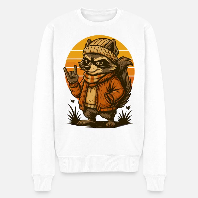 Style rétro raton laveur cool - Pull Premium bio Homme - blanc