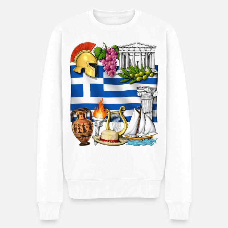 Héritage grec - Pull Premium bio Homme - blanc