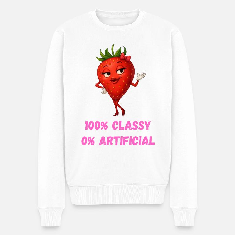 Erdbeere Diva Elegante Frucht karikatur  - Männer Premium Bio Pullover - Weiß