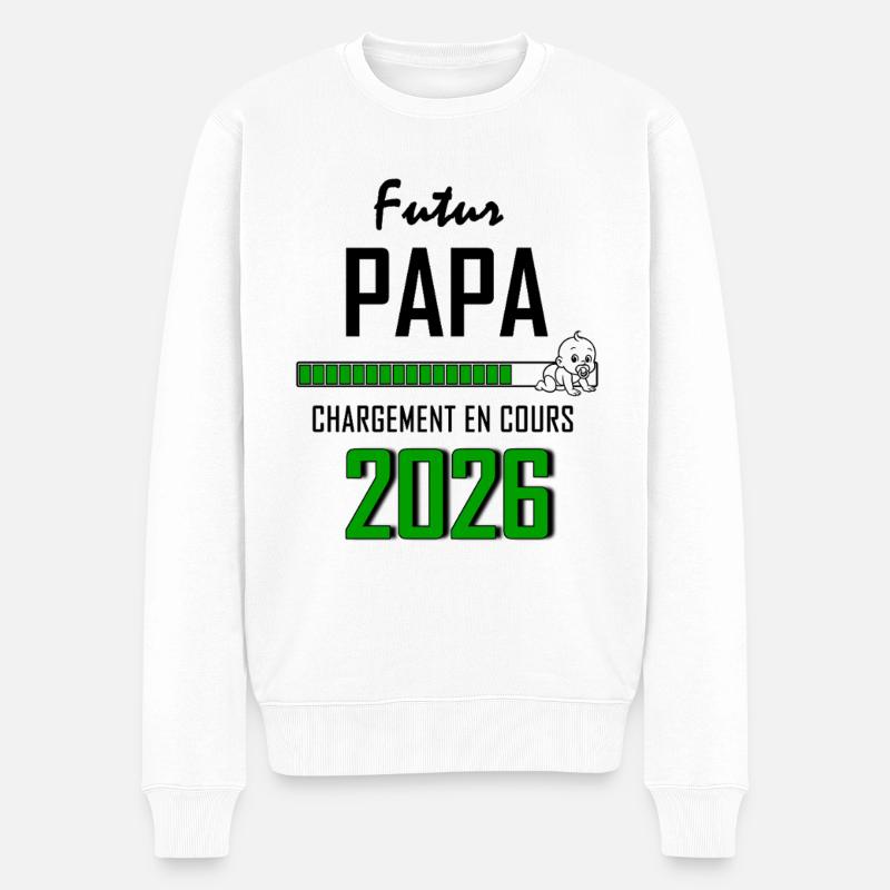 Futur PAPA Countdown 2026 Vert Bébé - Pull Premium bio Homme - blanc