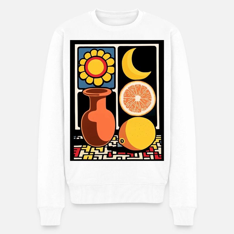 Sonnenblume Zitrus Mond - Männer Premium Bio Pullover - Weiß