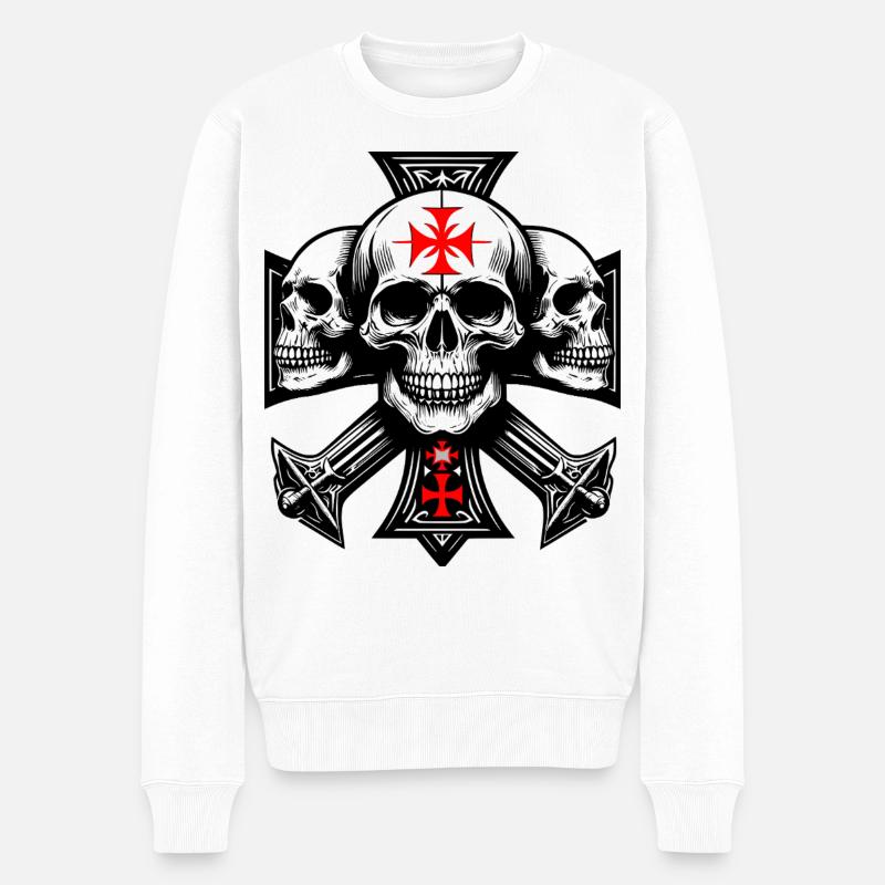 Rotes Kreuzsymbol Motiv - Männer Premium Bio Pullover - Weiß