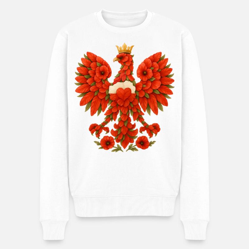 Polnischer Adler aus rotem Mohn - Männer Premium Bio Pullover - Weiß