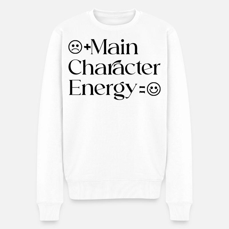 Main_Character_Energy_Positive_smile - Männer Premium Bio Pullover - Weiß
