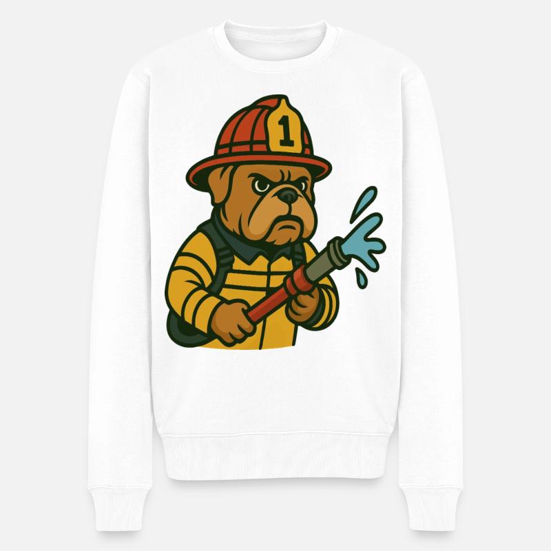 Feuerbulldogge Held - Männer Premium Bio Pullover - Weiß