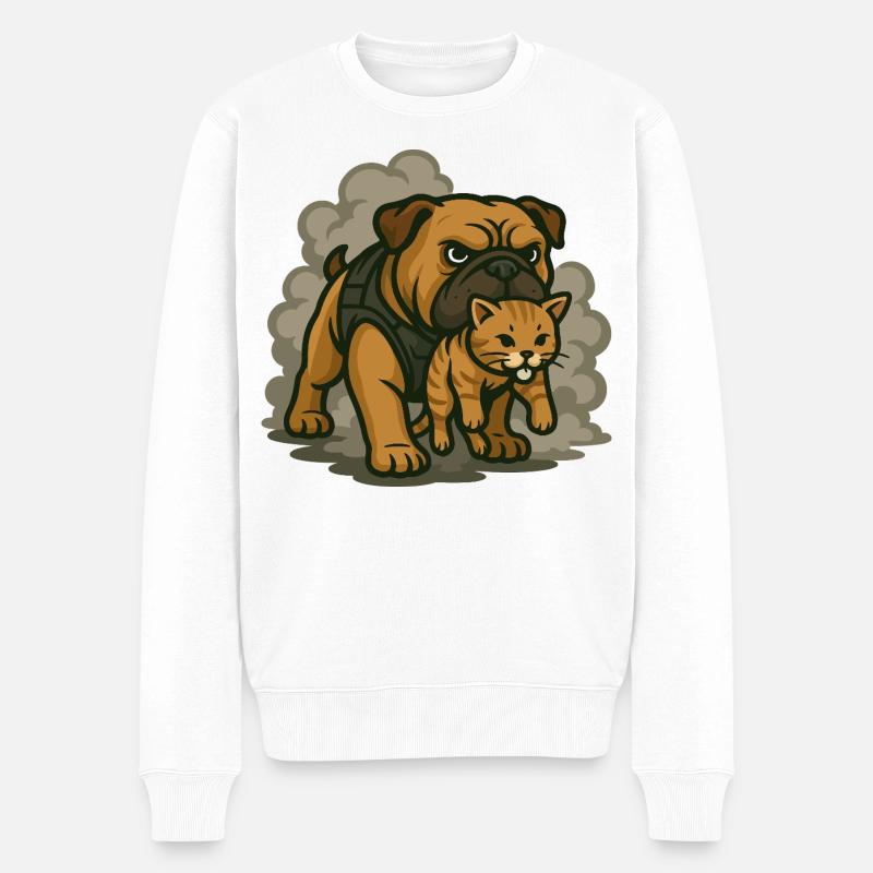 Duo chien et chat de garde - Pull Premium bio Homme - blanc