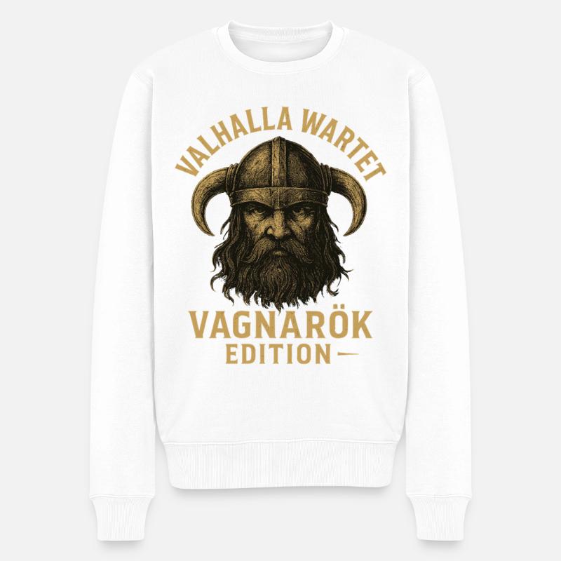 Valhalla Wartet Vagnarök Edition Wikinger - Männer Premium Bio Pullover - Weiß