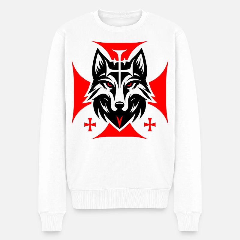 Dämonensilhouette - Männer Premium Bio Pullover - Weiß